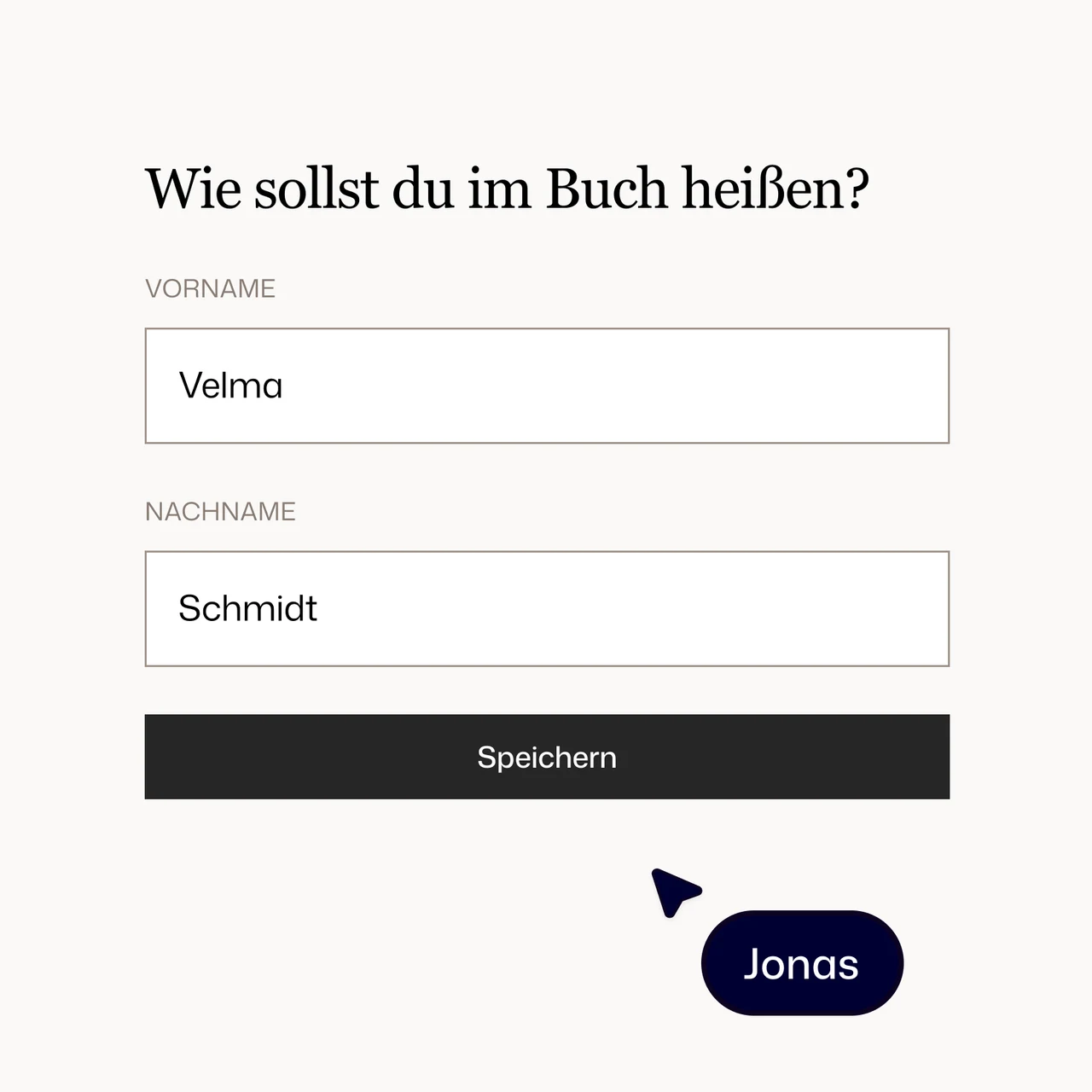 Vor- und Nachnamen für ein Nuggit Buchprofil eintragen
